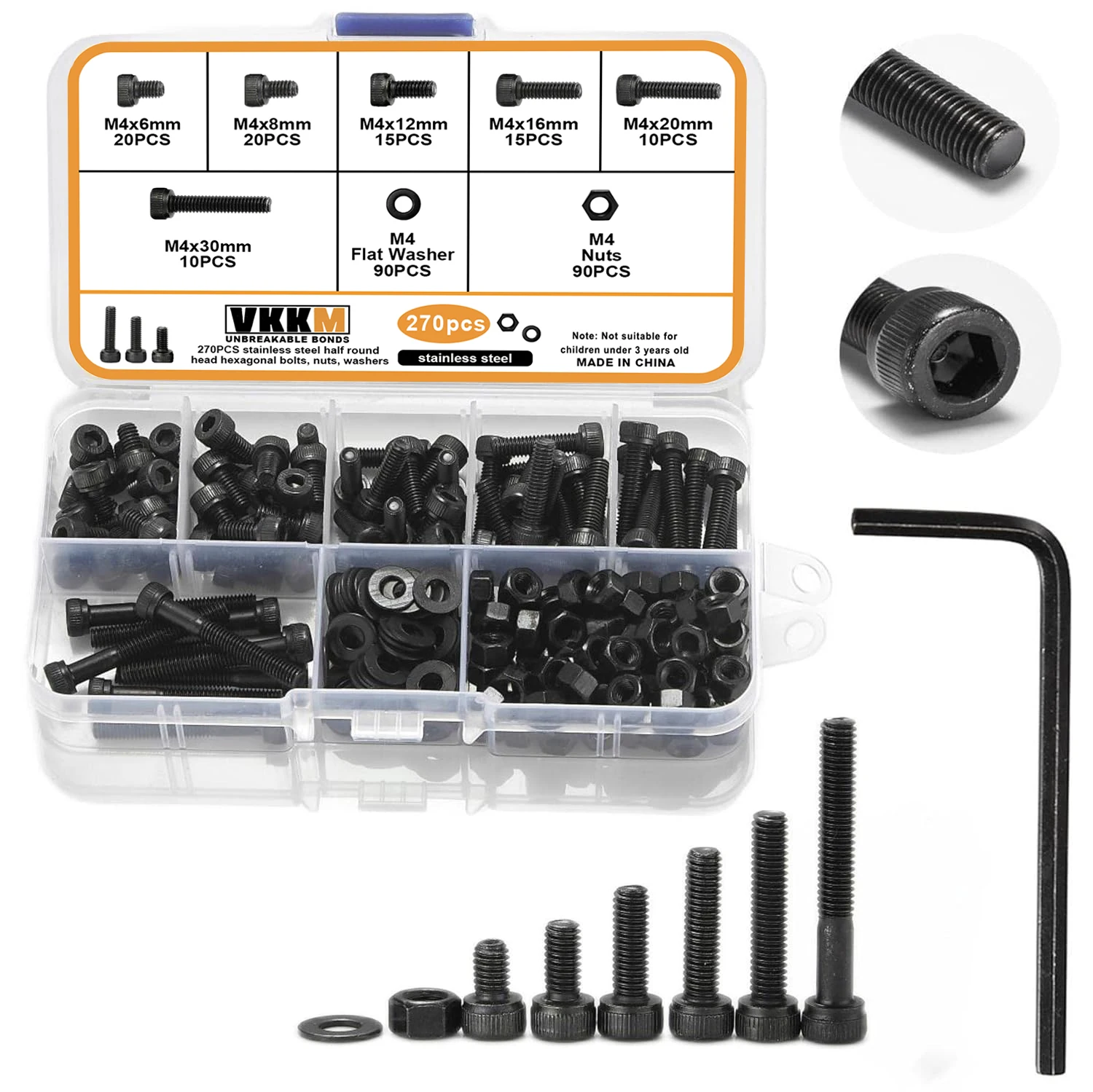 Классификация метрических винтов комплект M4 из 270 предметов болты с шестигранной