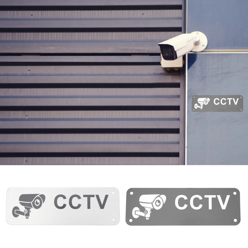 5 упаковок самоклеящегося алюминиевого предупреждающего знака CCTV в рабочем