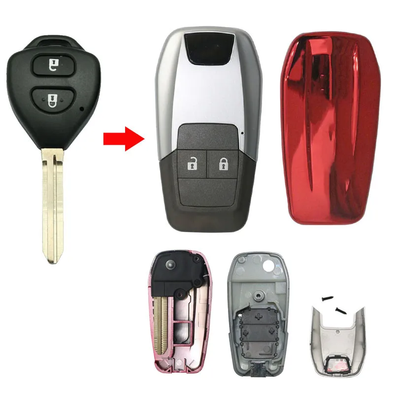 

New Style 2/3/4 Buttons Updated Flip Remote Key Case For Toyota Avlon Crown Corolla Camry RAV4 Reiz Yaris Prado Key Shell TOY43