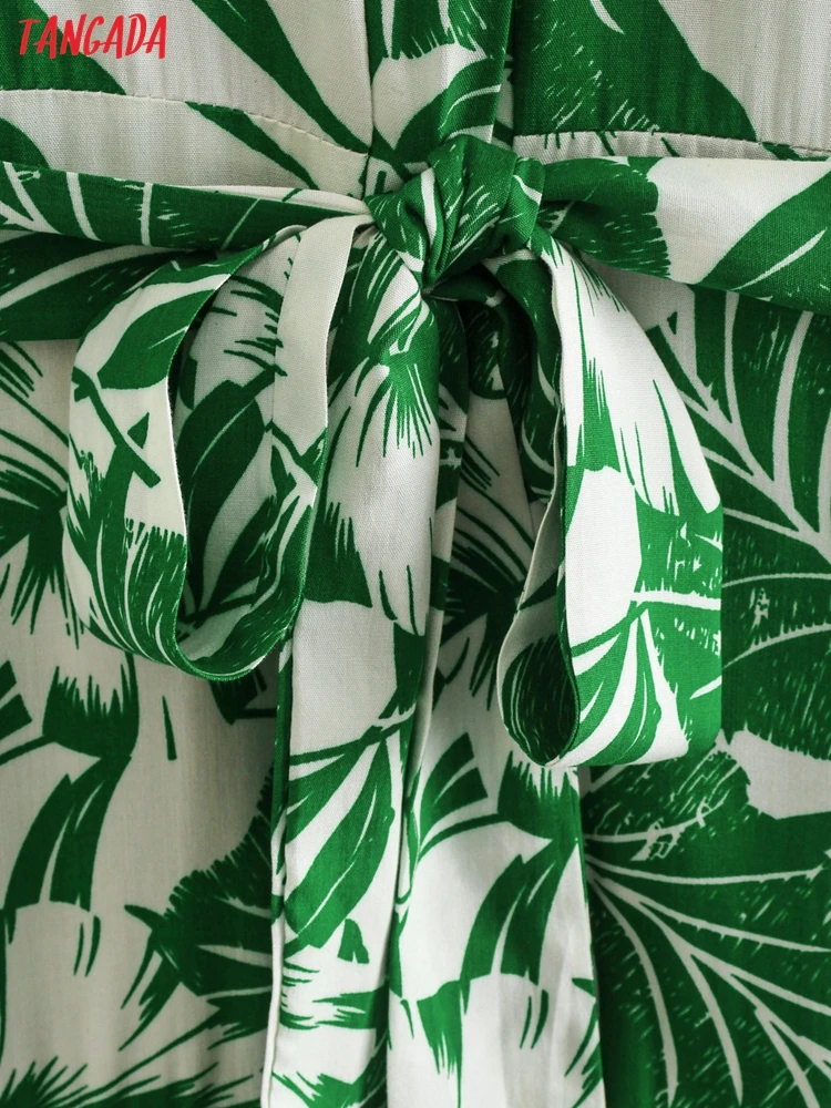 Платье-рубашка женское зеленое с цветочным принтом и коротким рукавом |