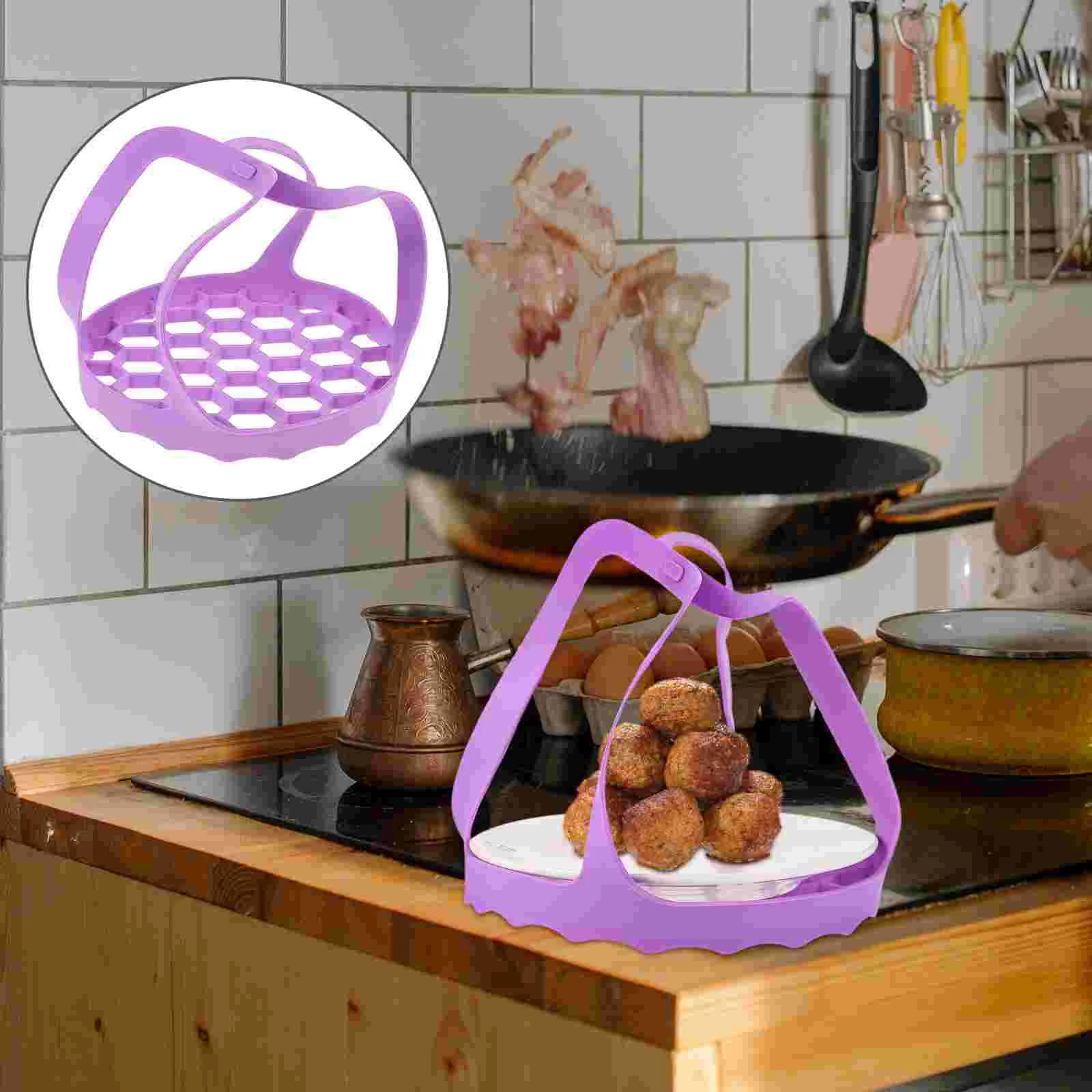 

Silicone Steamer Sling Lifter Bakeware Rack Egg Cooker Trivet Pressure Basket Pot Vegetable Insert Steam Veggie Microwave