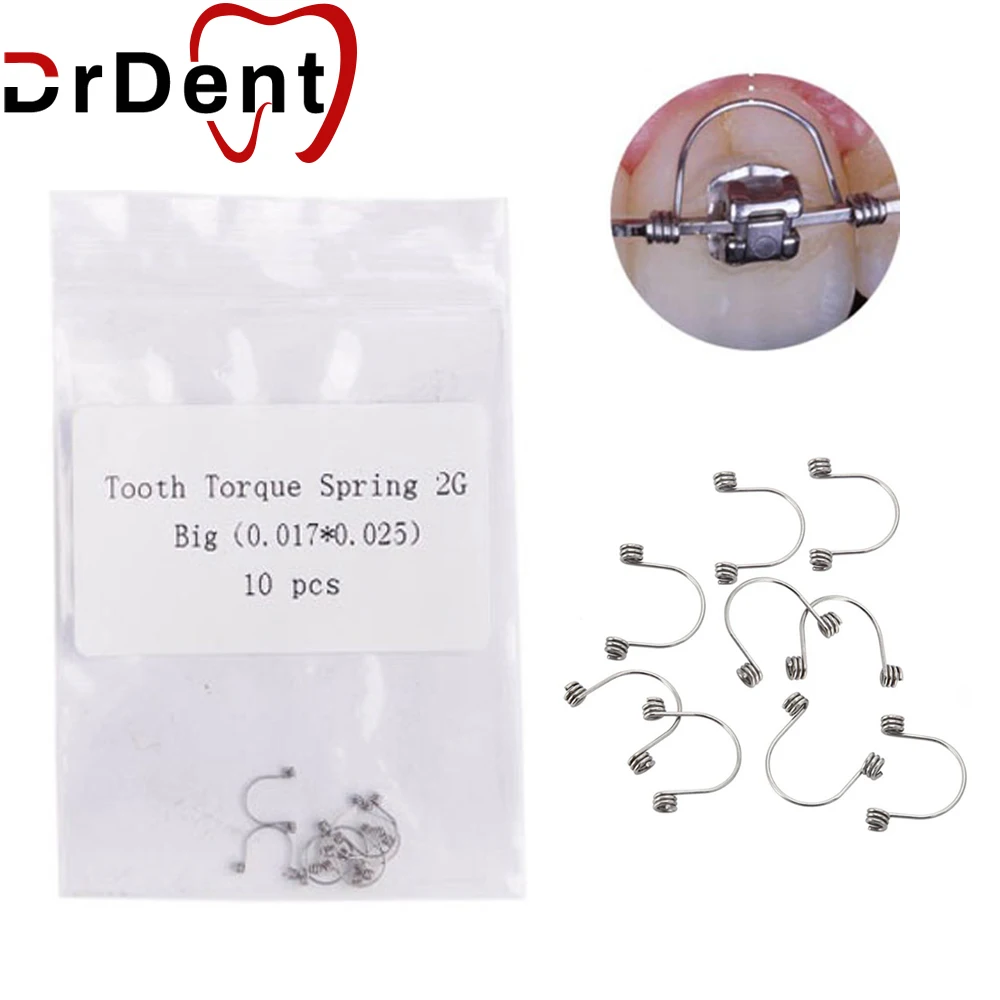 

10PCS Orthodontic Torque spring Dental Anterior Teeth Spring Stainless Steel Dental Supply Bracket for Square Arch Wire
