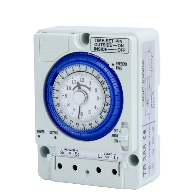 Фото TB388 AC 220 В 24 часа механический электрический контроллер таймер на DIN-рейку №1
