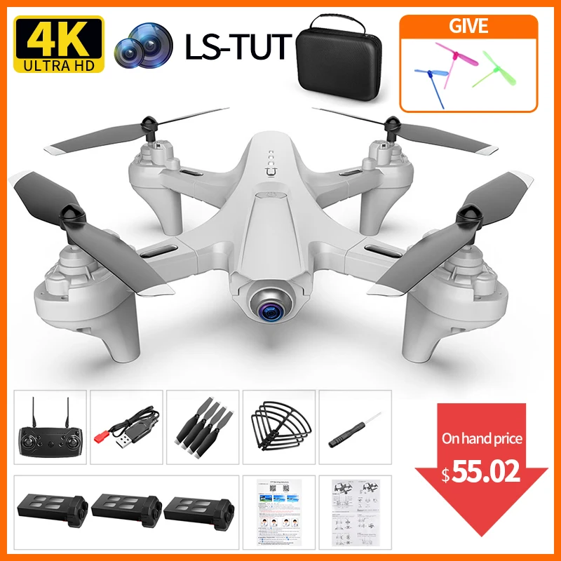 

2022 New LS TUT Drone Skimmer With 4K Profession HD Dual Camera One-Key Return Reomote Control Collapsible HD FPV Quadcopter Toy