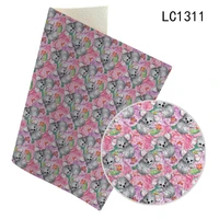 30x136cm charming koala pattern lychee pattern faux leather bow bag purse earrings scrapbook diy