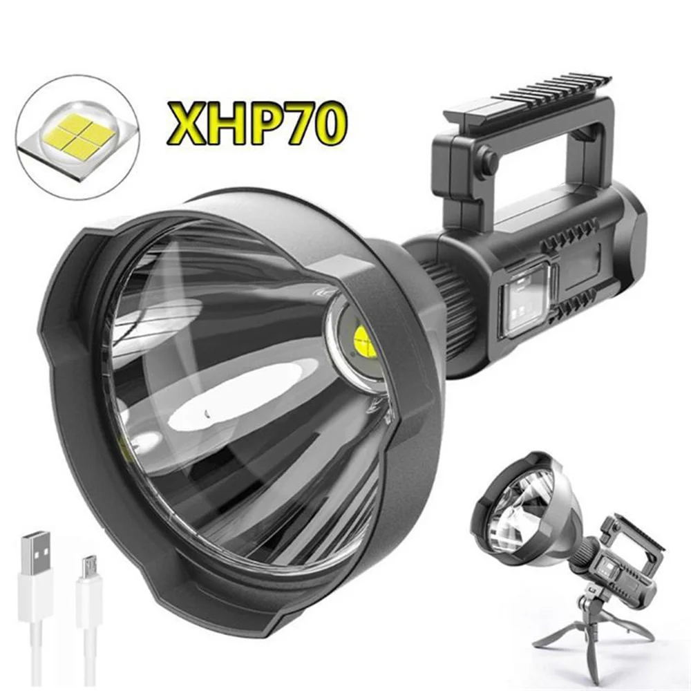 Светодиодные фонари 8000 мАч P50 P70 Светодиодные фонари высокой мощности прожектор USB перезаряжаемый фонарь водонепроницаемый портативный мно...