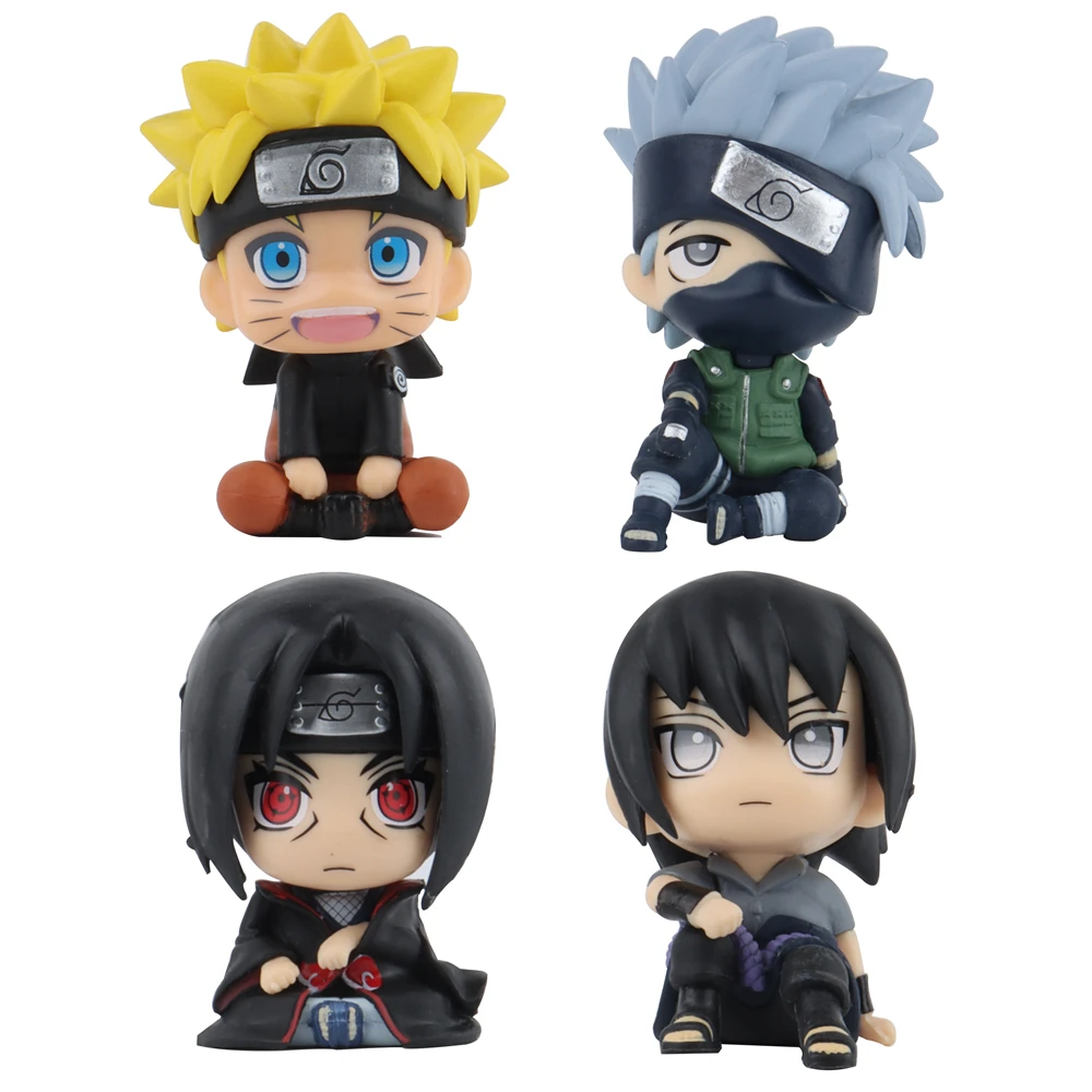 

4Pcs/Set Anime Figure Uzumaki Naruto Kakashi Uchiha Sasuke Itachi Kawaii Toy Q Figural Nendoroid Car Decoration PVC Model Gift