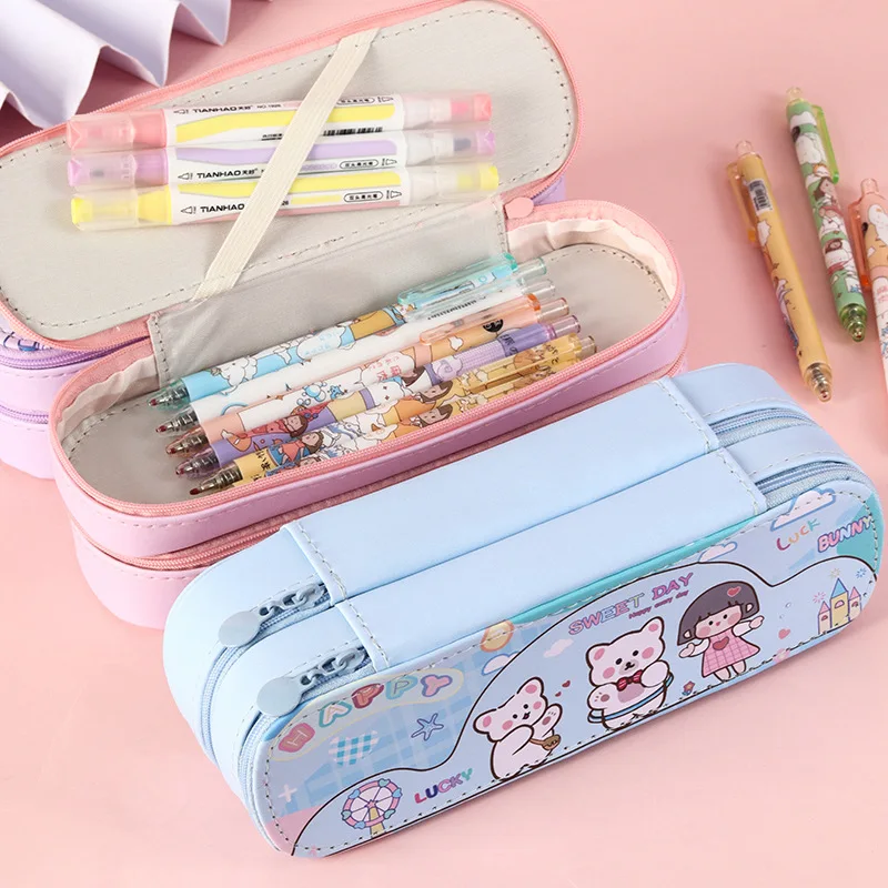 

Large Capacity School Case Pencil Bag Stationery Holder Cute Multilayer Pen Case Girls Pencil Box Children School Supplies