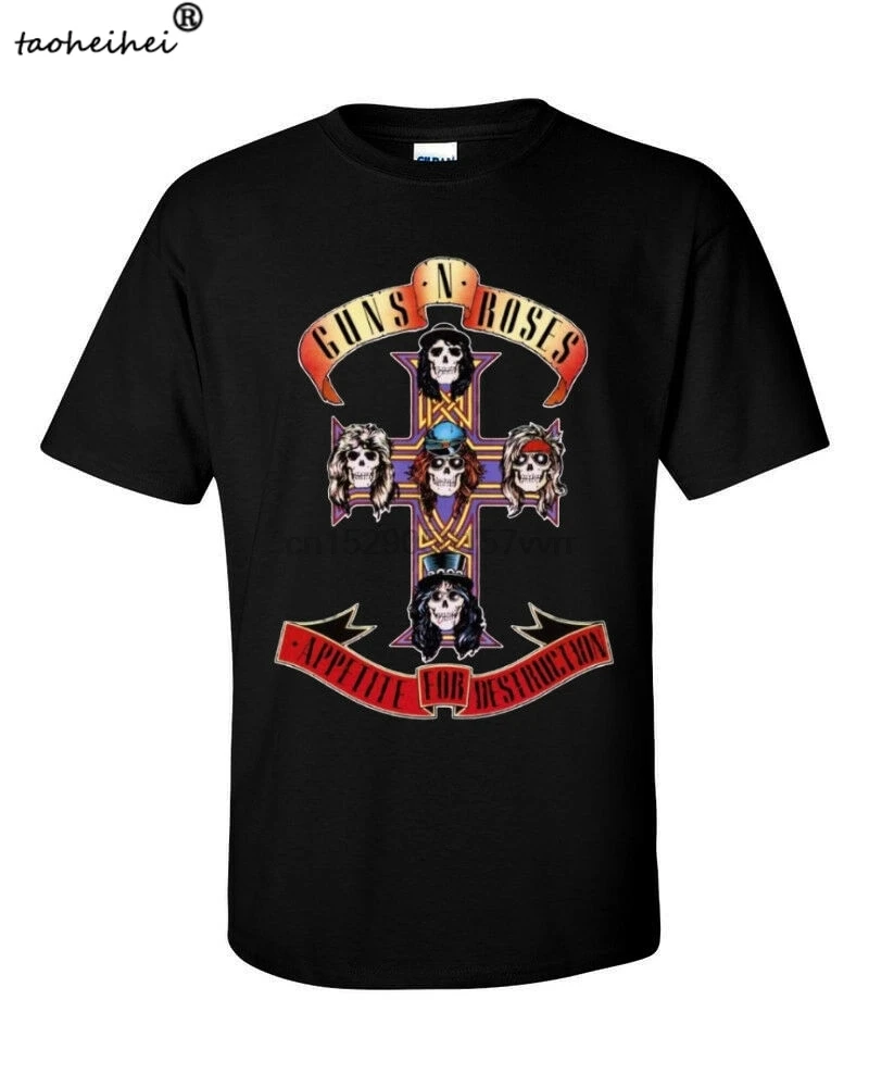 Черная футболка GUNS N ROSES с логотипом Креста аппетита для разрушения графическая |