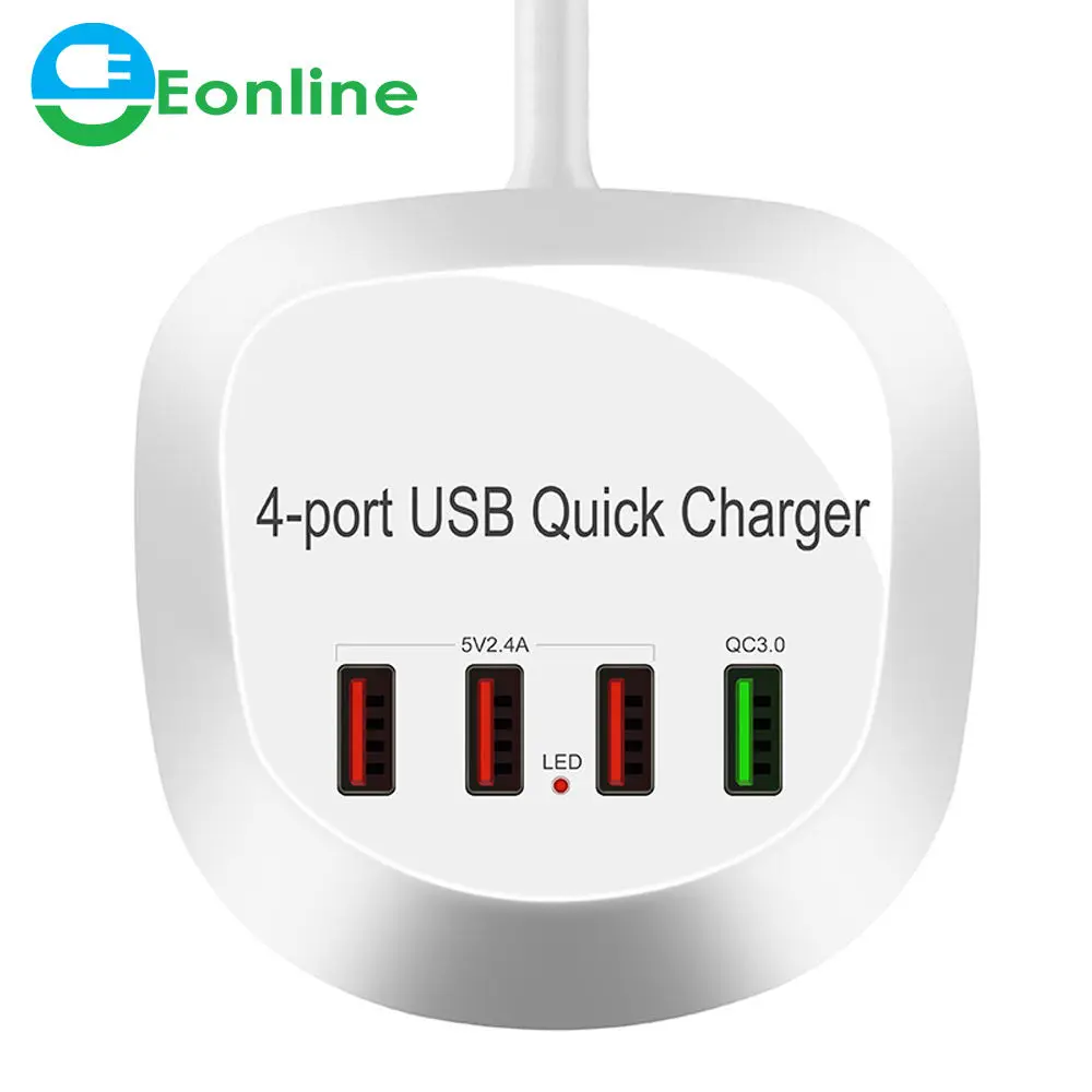 

EONLINE USB Wall Charger 4 Ports USB Travel Adapter 100-240V All In One USB Charger Plug Travel Phone Charger EU US UK AU Plug