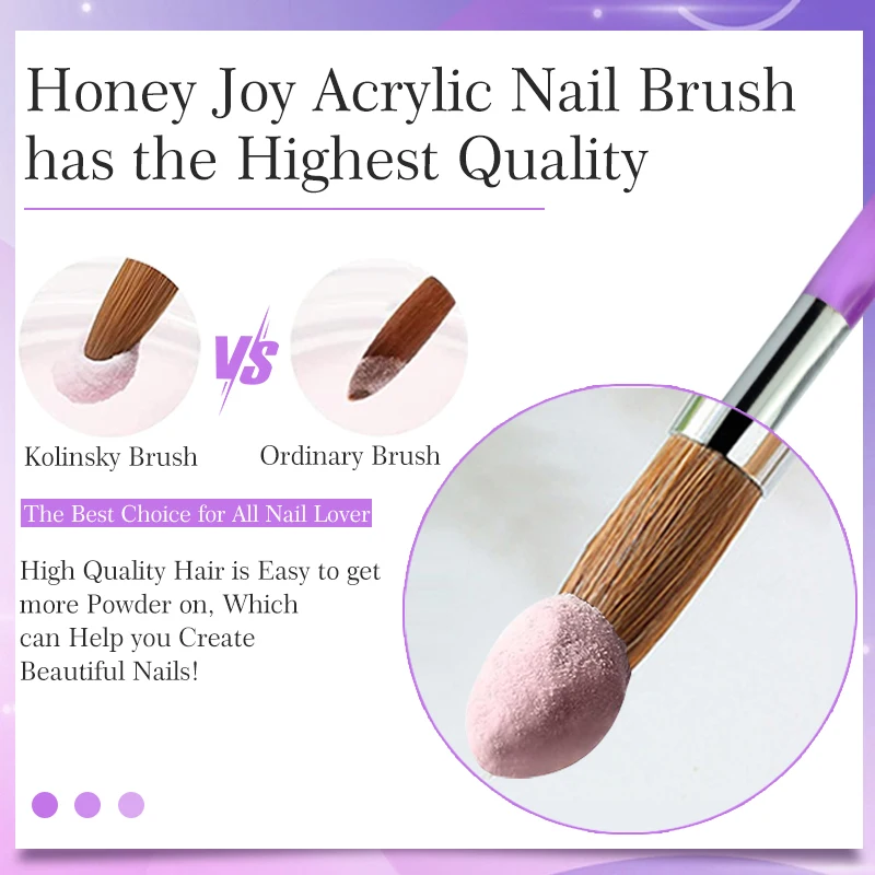 Кисти для наращивания ногтей из акрила для тонких волос, рисования и живописи, размер #14/16/18/20 с волновым узором на фиолетовой ручке.