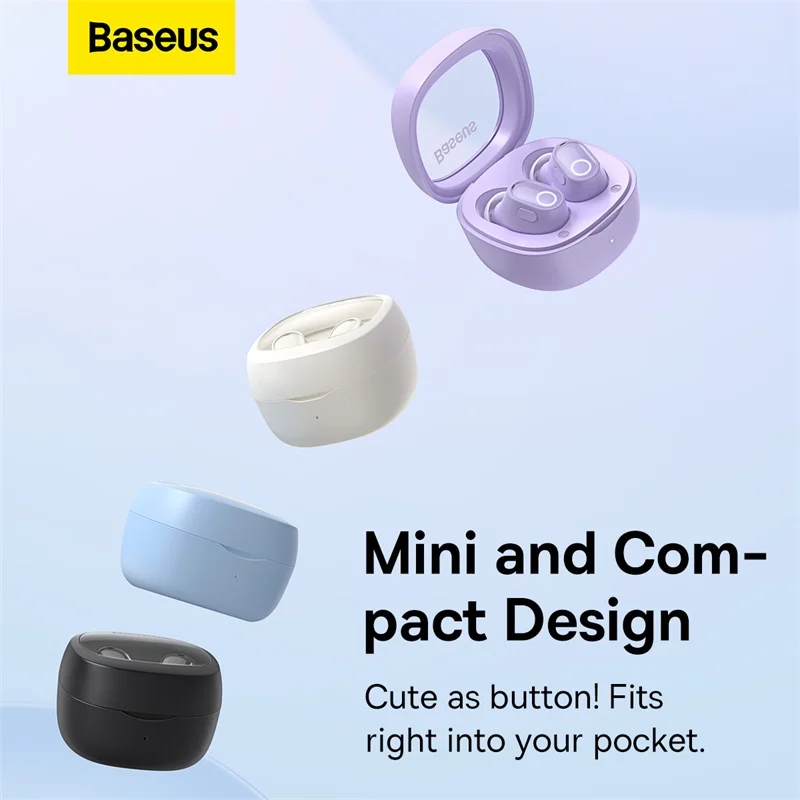 Baseus WM02 Wireless Earphones TWS Bluetooth 5.3 Headphones, Mini and compact Comfortable wear, 25 hours Long Battery Life