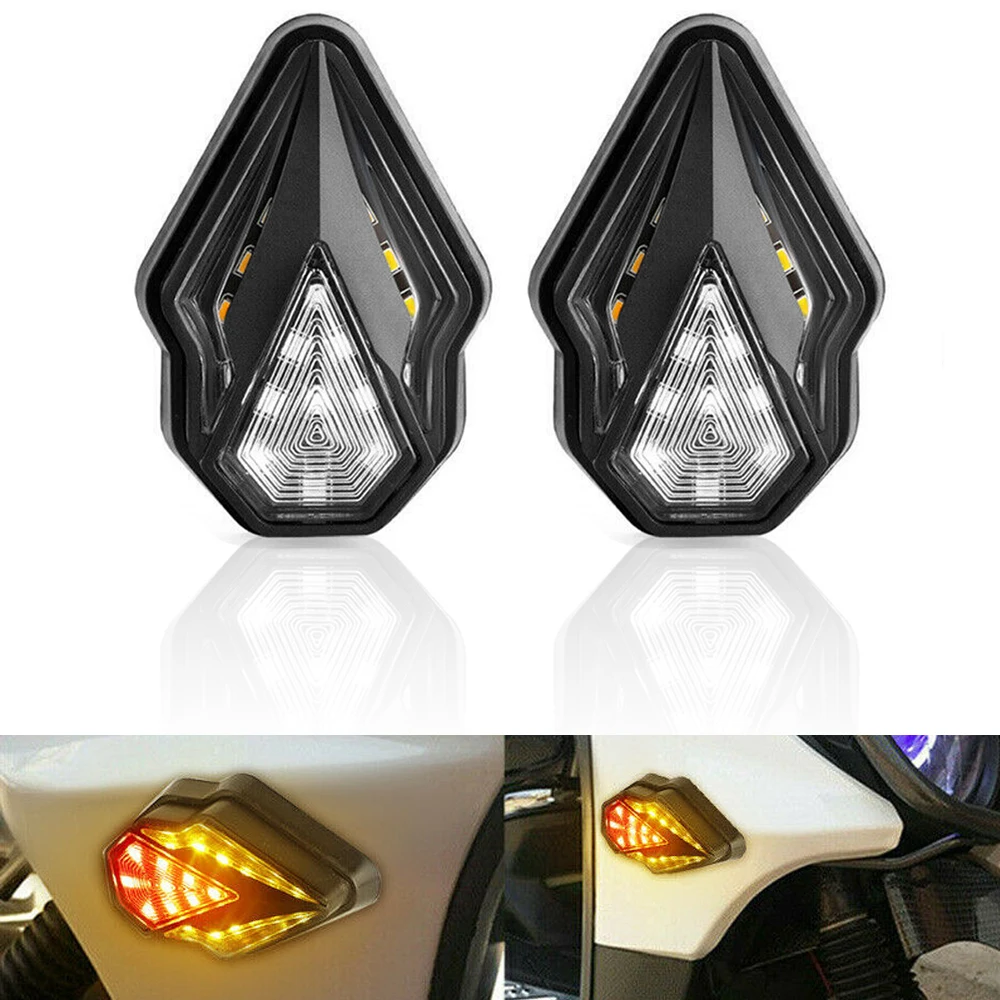 

2pcs Motorcycle LED Scooter Flowing Turn Signal Light Warning DRL Bicolor Flash Blinker Daytime Running Lamp M10 for ATV UTV