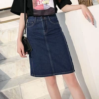 retro straight denim skirts women 2022 korean fashion summer streetwear knee length skirts girls high waist button jeans skirts