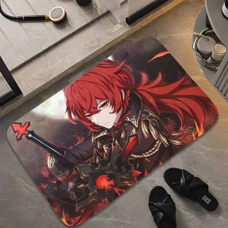 

Diluc Genshin Impact Newest Living Room Carpet Solid Color Absorbent Front Door Mat Kids Bedroom Soft Bathroom Anti-Slip Mat