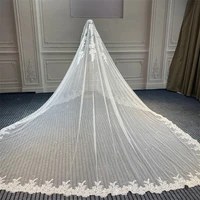 marnham 2022 hot sale woman ivory lace long wedding veil tulle bridal cathedral length elegant wedding accessories 3m4m floral