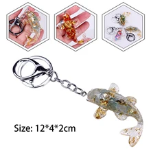 Fish Keychain Natural Crystal Drop Glue Small Fish Shape Car Key Chain Bag Pendant Decoration Men And Women Gift Decoration