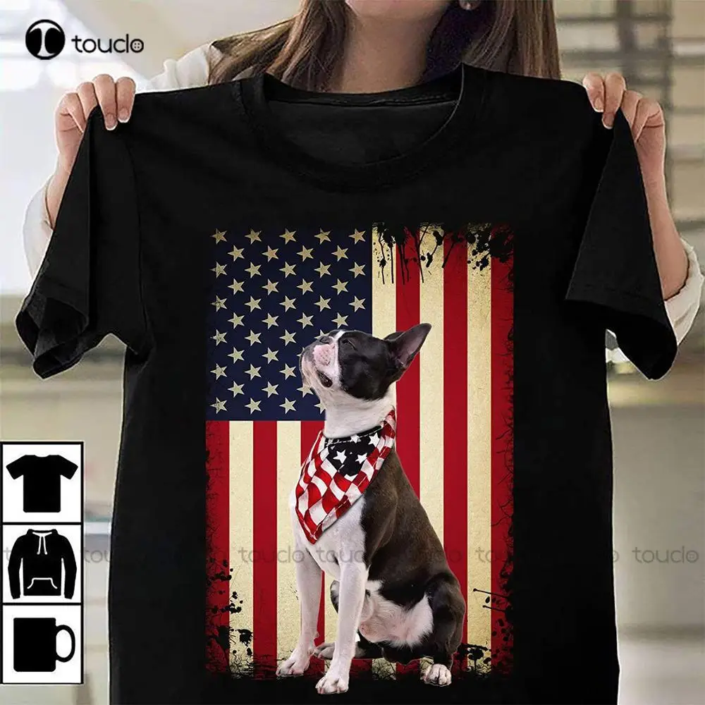 

Boston Terrier Smile Usa American Flag T-Shirt new Summer Style Printed Cotton O Neck Short Sleeve Fit Short-Sleeve T Shirt
