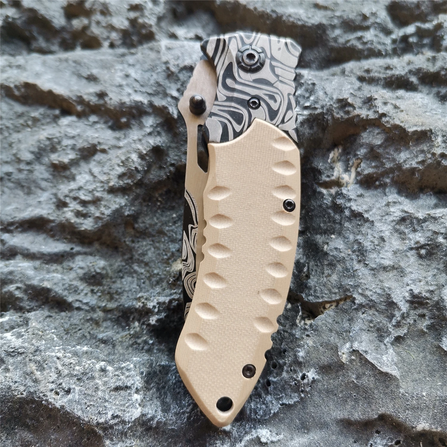 Складной нож с красочным рисунком карманный клинок 7CR13 рукоятка G10 тактические