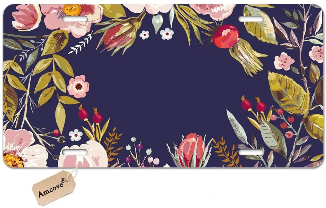 Amбухта номерного знака на заказ уникальный винтажный цветочный венок ручной