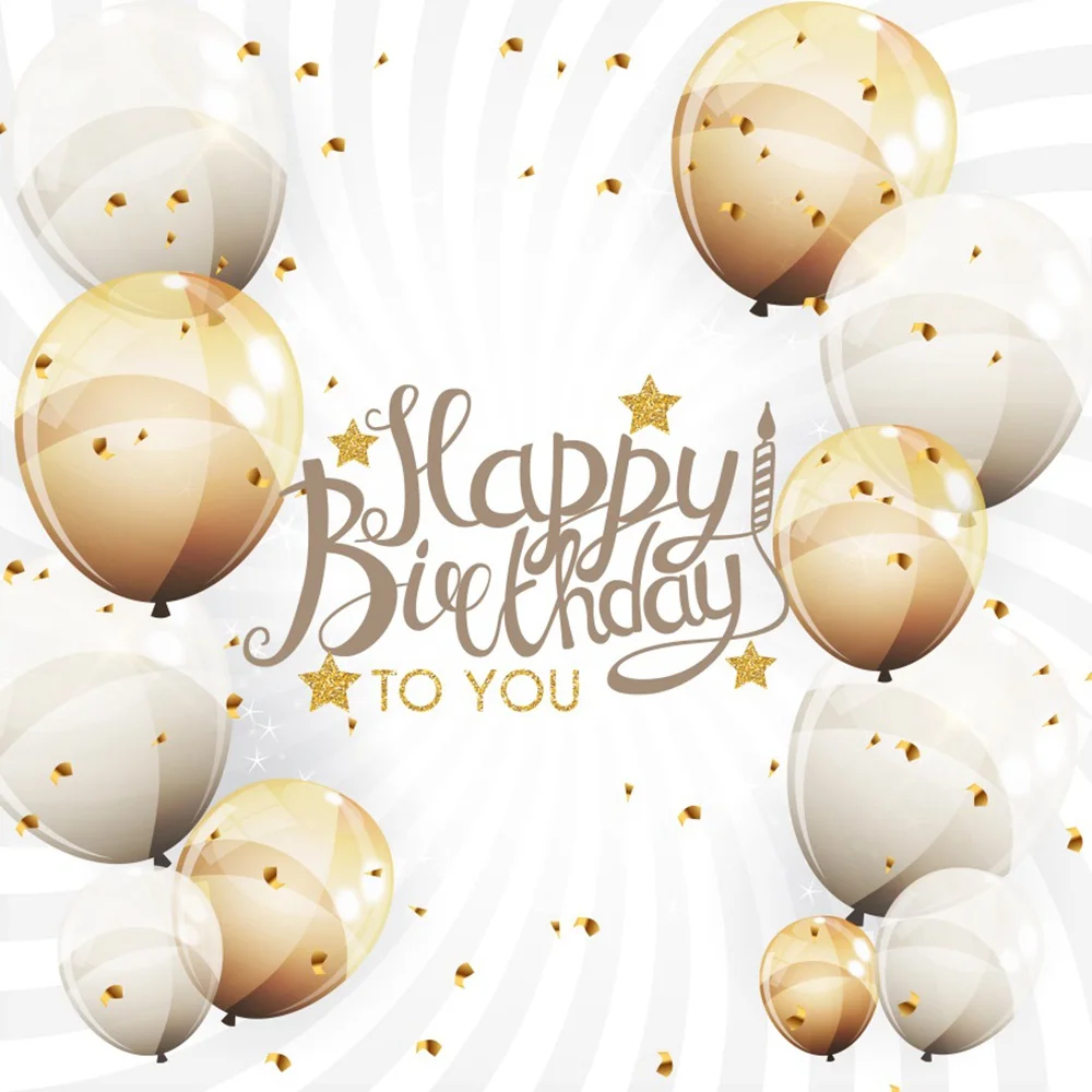 

Happy Birthday To You Poster Decoration Party Photography Backdrops Custom Children Golden Silver Balloons Photocall Backgrounds