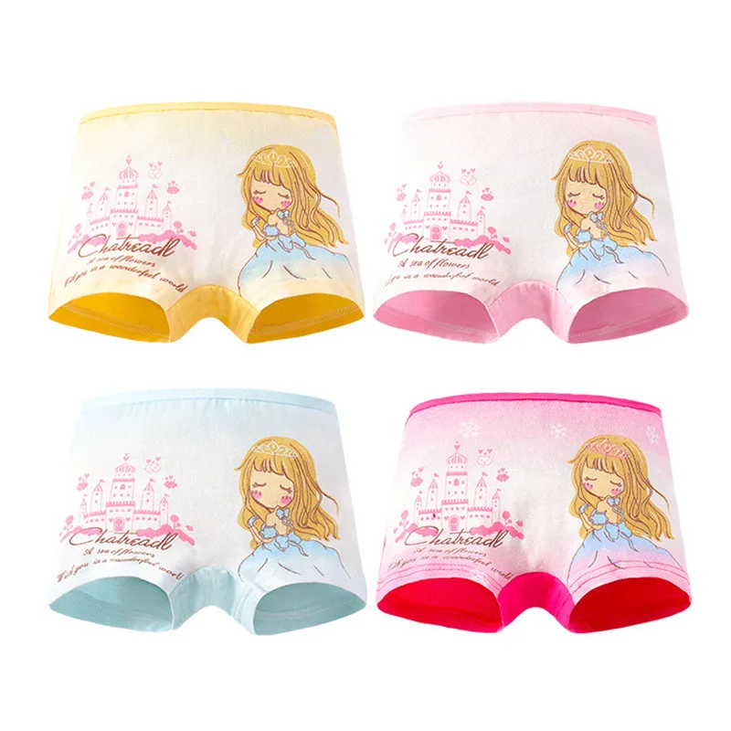 

4Pc/Lot Girls Briefs Kids Underwear Panties Triangle Pants Suitable for 2-10 Years