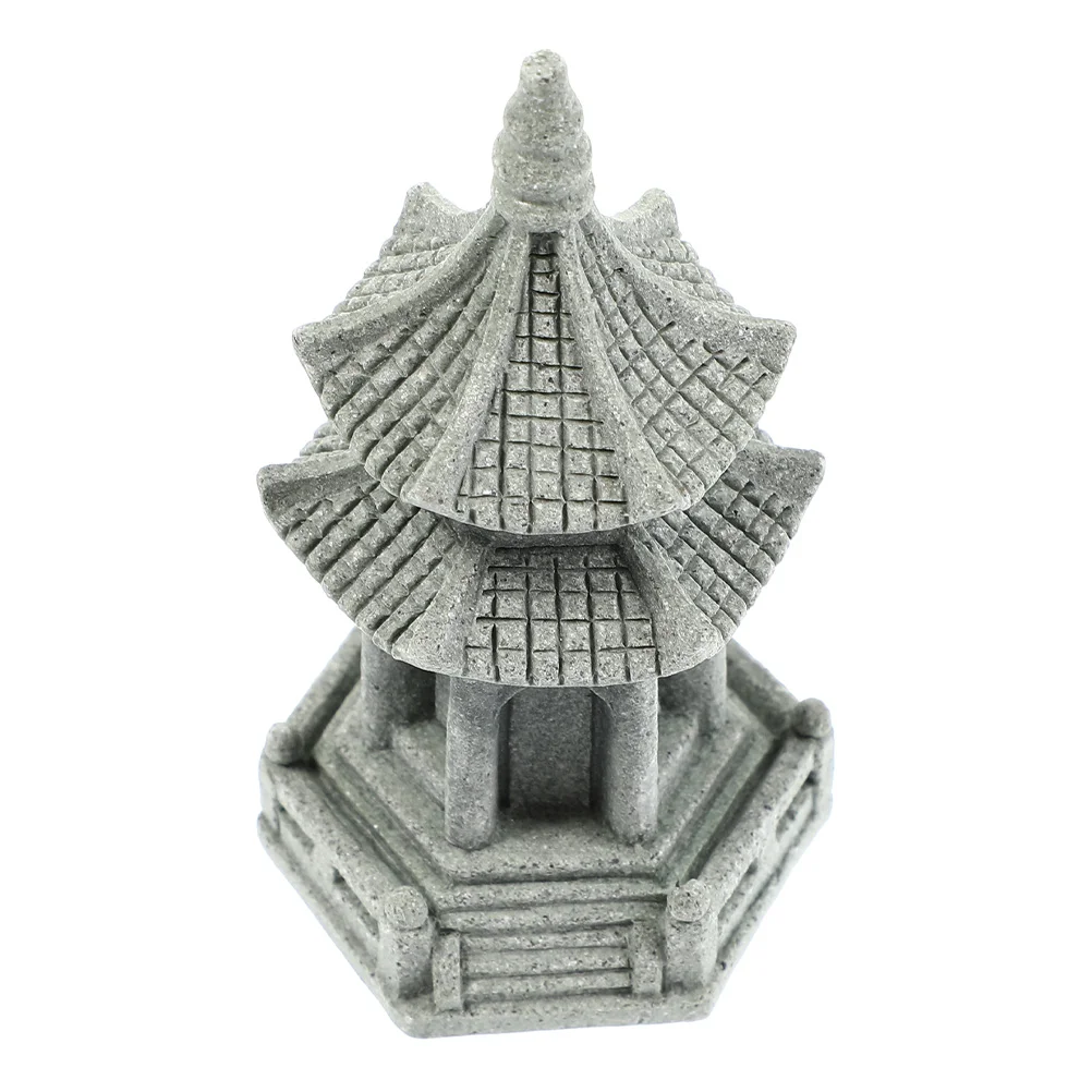 

Large Hexagonal Tower Gardening Decorations Tabletop Miniatures Pagoda House Accessories Zen Ornaments Chinese Statue