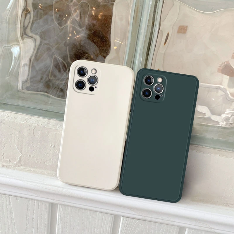 

Liquid Silicone Phone Case For iPhone 13 12 Pro Max XS X XR 7 8 6SPlus SE 2020 Shockproof Luxury Original Soft Back Cover Square