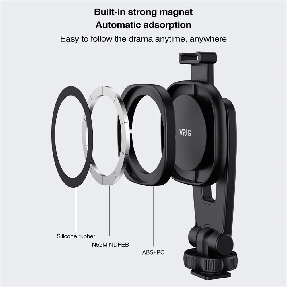 NEW Vrig MG-03 Magnetic Camera Phone Holder Tripod Mount for Mag-Safe iPhone 14 13 12 Series Magnet Phone Holder with Cold