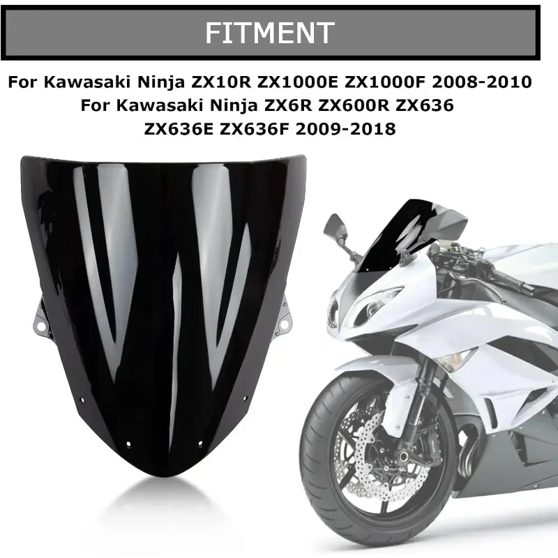 Двое лобовое стекло мотоцикла для Kawasaki Ninja ZX10R ZX1000E ZX1000F 08-10 ZX6R ZX600R ZX636 ZX636E ZX636F 09-23