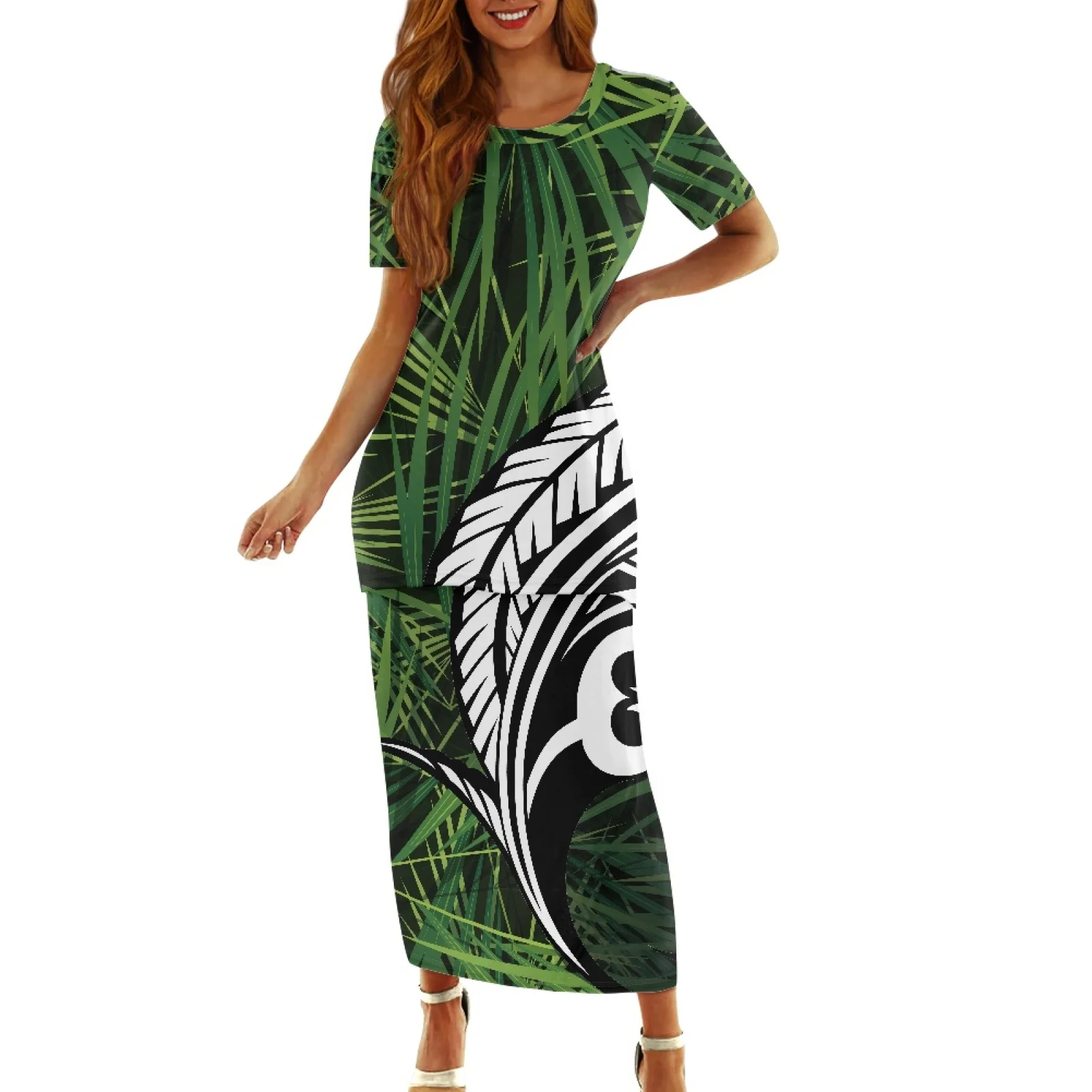 

Polynesian Tribal Tongan Totem Tattoo Tonga Prints Casual Comfort Indoor Home Dresses Short Sleeve Pool Holiday Party Dresses