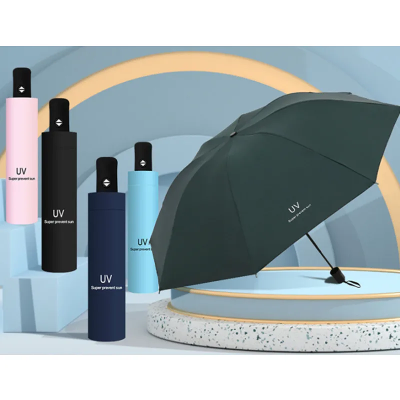 

Sunshade umbrella folding sun umbrella umbrella women's hand push men's black rubber cloth hand luggage