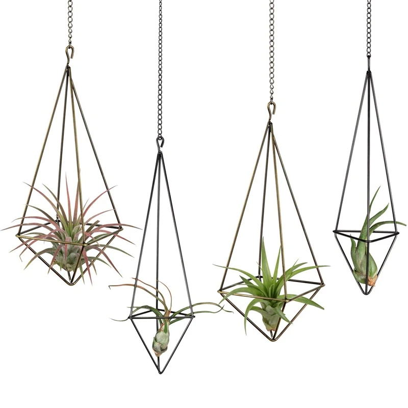 

Hanging Air Plant Holder- 4 Pack, 2 Sizes Metal Air Plant Rack Tillandsia Hanger Display Himmeli Planter With Chains