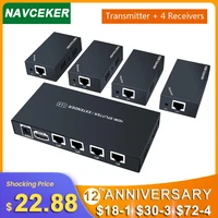 super quality 200ft 1x4 hdmi splitter extender 60m over utp rj45 cat5e cat6 cable support hd 1080p 1 transmitter to 4 receivers
