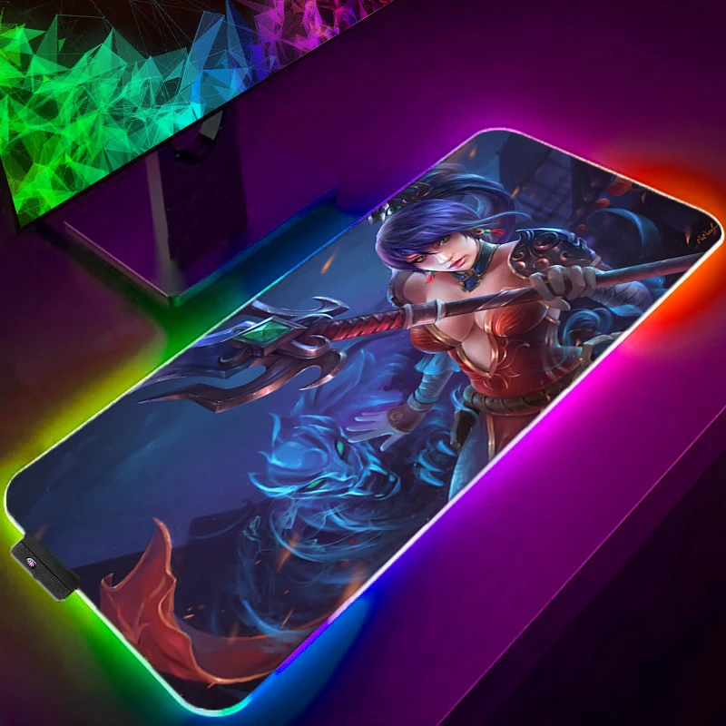 

Игровой коврик для мыши Nidalee League Of Legends с RGB светодиодный, Большой Коврик Для Мыши для ПК 900X400, коврик для стола Xxl Kawaii, коврик для мыши для любит...