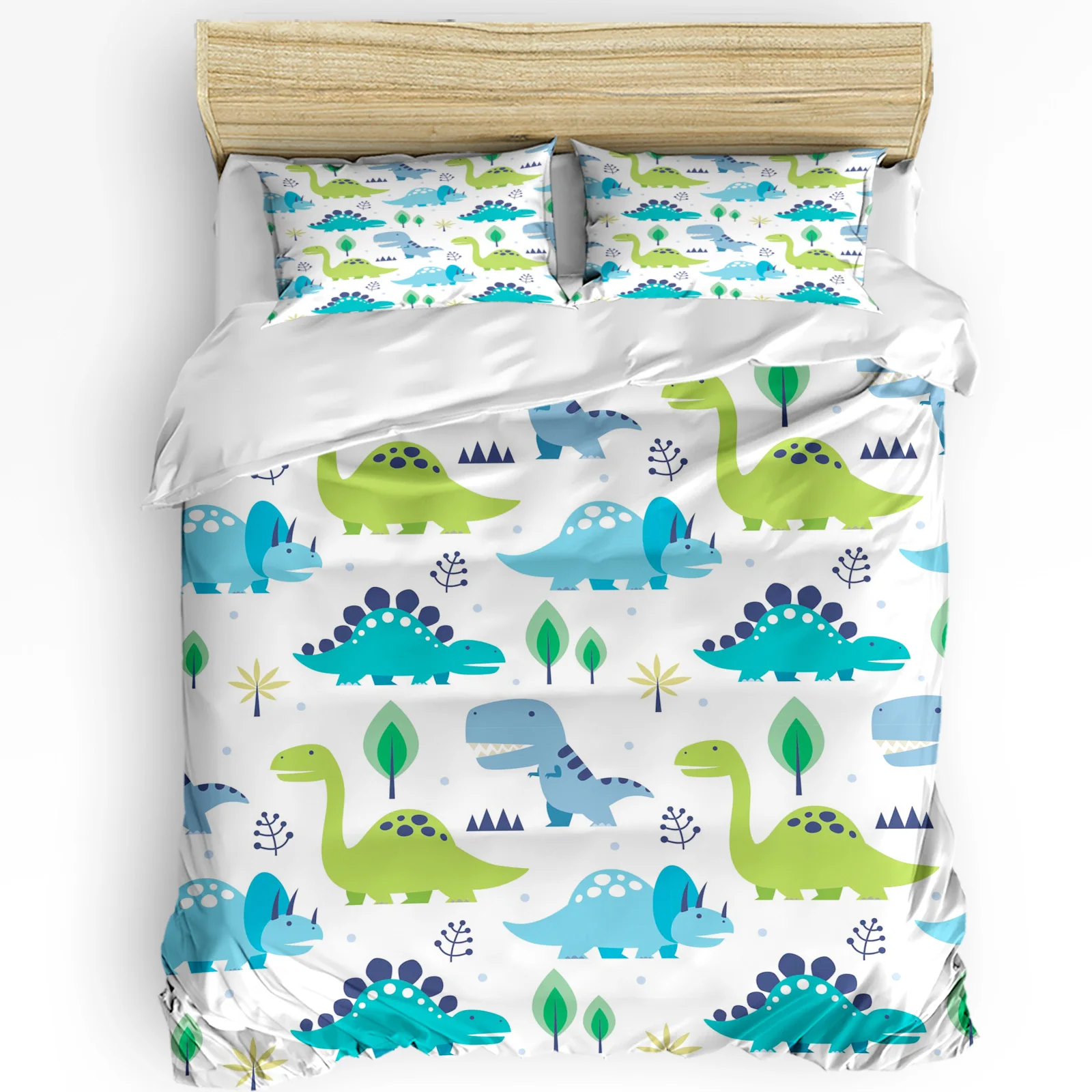 

Cartoon Kawaii Dinosaur Printed Comfort Duvet Cover Pillow Case Home Textile Quilt Cover Boy Kid Teen Girl 3pcs Bedding Set