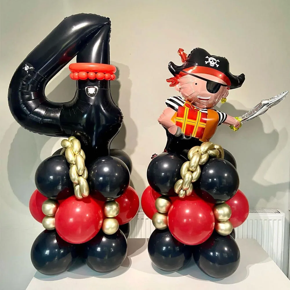 

39pcs Pirate Ship Balloons Set with 30inch 0-9 Number Balloon Boy Birthday Party Decoration Baby Shower Halloween Decor Globos