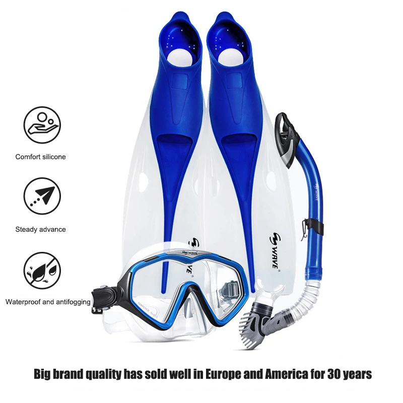 

Adult Professional Diving Goggles Full-Dry Breathing Tube Snorkeling Diving Swimming Fins Flippers Snorkel Equipment Water Sport