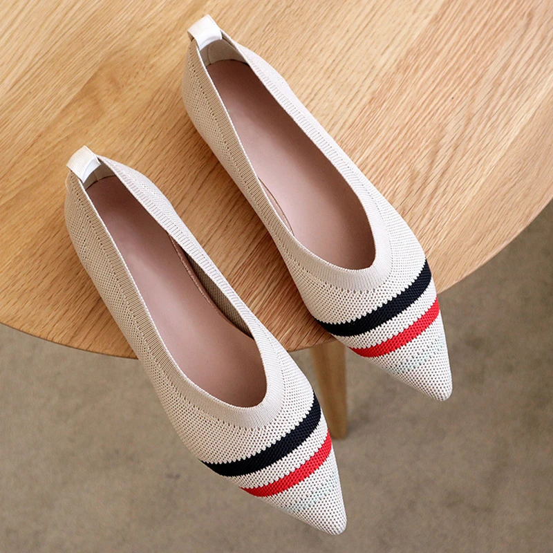 

2022 Women Shoes Pumps Breathable Pointed Toe Female Comfort Mesh Flats Slip on Shallow Ladies Loafers Boat Shoes