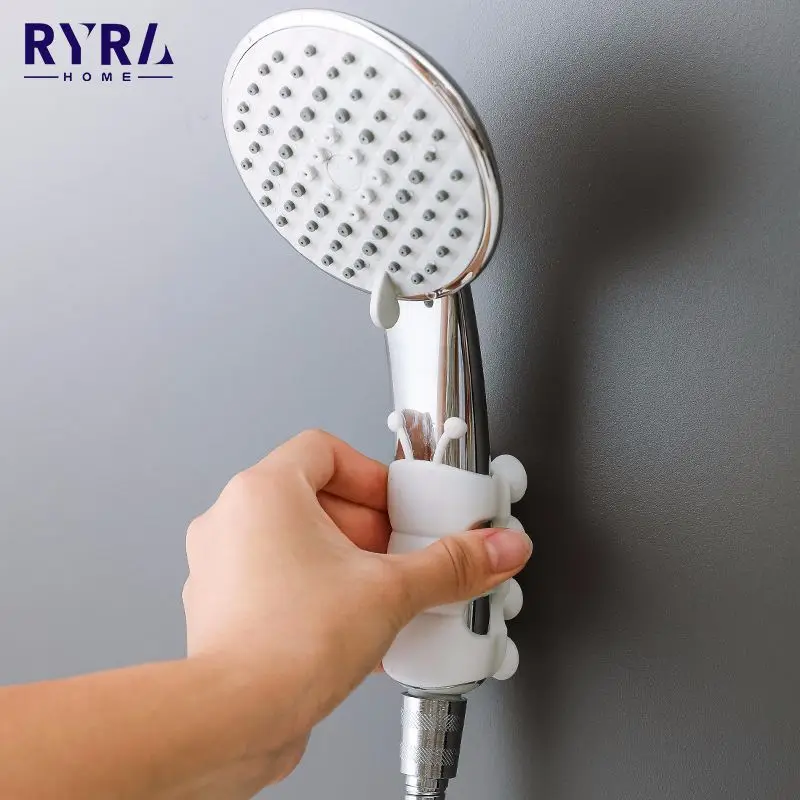 

Durable Shower Head Holder Wall Mount Suction Cup Shower Bracket Reusable Removable 1PC Silicone Shower Holder Bathroom Gadget
