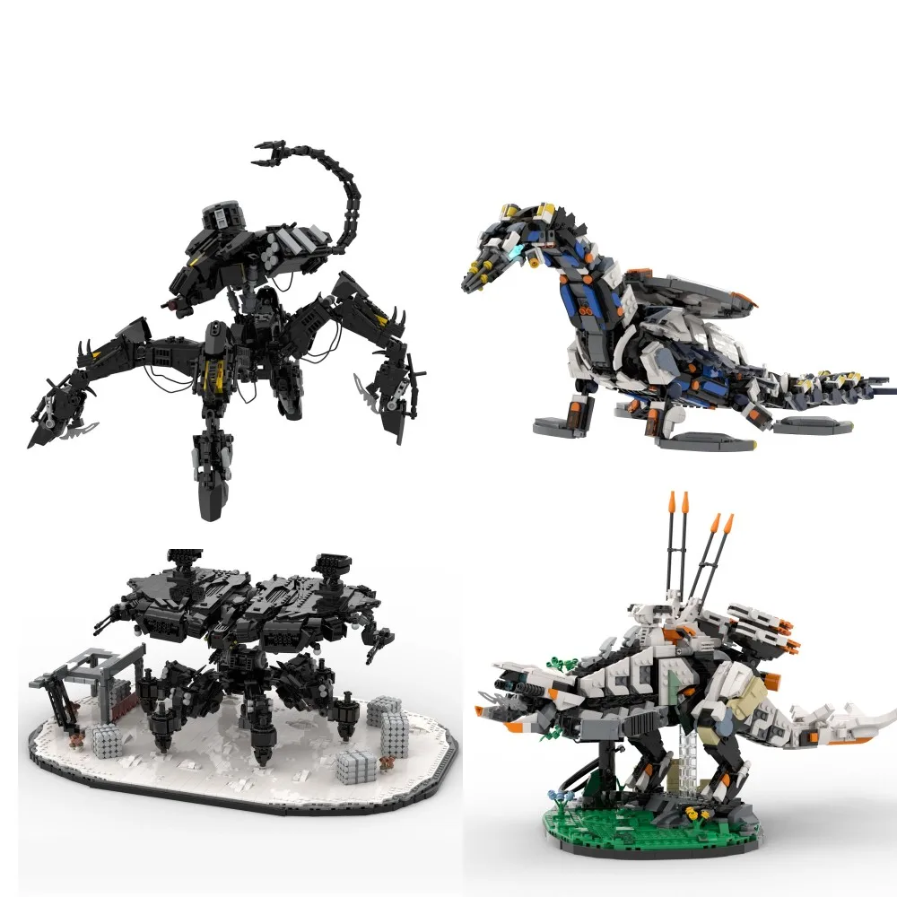 Фото MOC Game Horizoned Mech Deathbringer Модель Строительные блоки Forbiddens Wests Tideripper Кирпичи Корруптор Сталкер Машина Игрушка в подарок