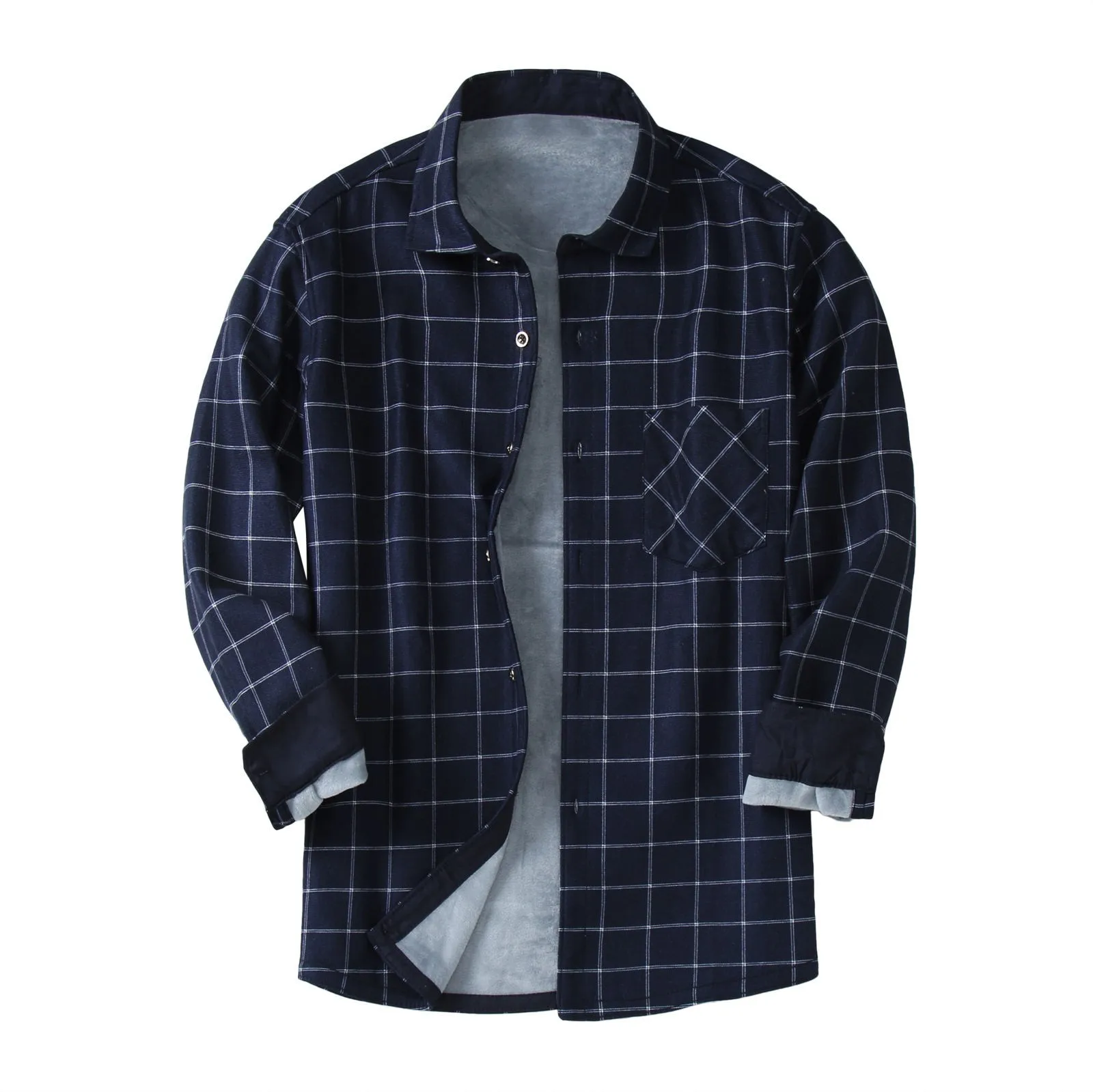 

Men's Winter Double-sided Fleece Warmth And Velvet Thick Plaid Shirt Long Sleeve Tall Shirt Men