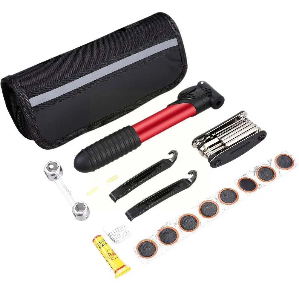 

Аксессуары для велосипеда, Портативная сумка для инструментов для ремонта велосипеда MTB, инструменты для ремонта, насосы, комплекты шин Multi I7S3