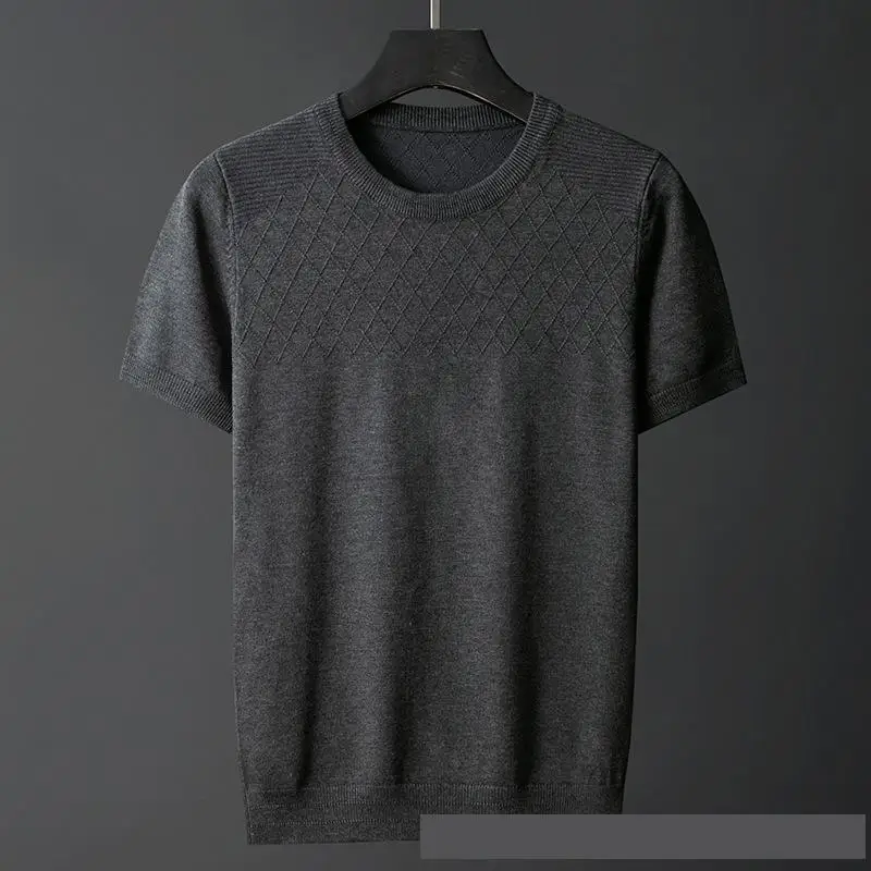 

new Arrival Fashion High Quality Knitted Short Sleeve Men Spring Autumn O-neck Casual Tshirt Men Plus Size M L XL 2XL 3XL 4XL