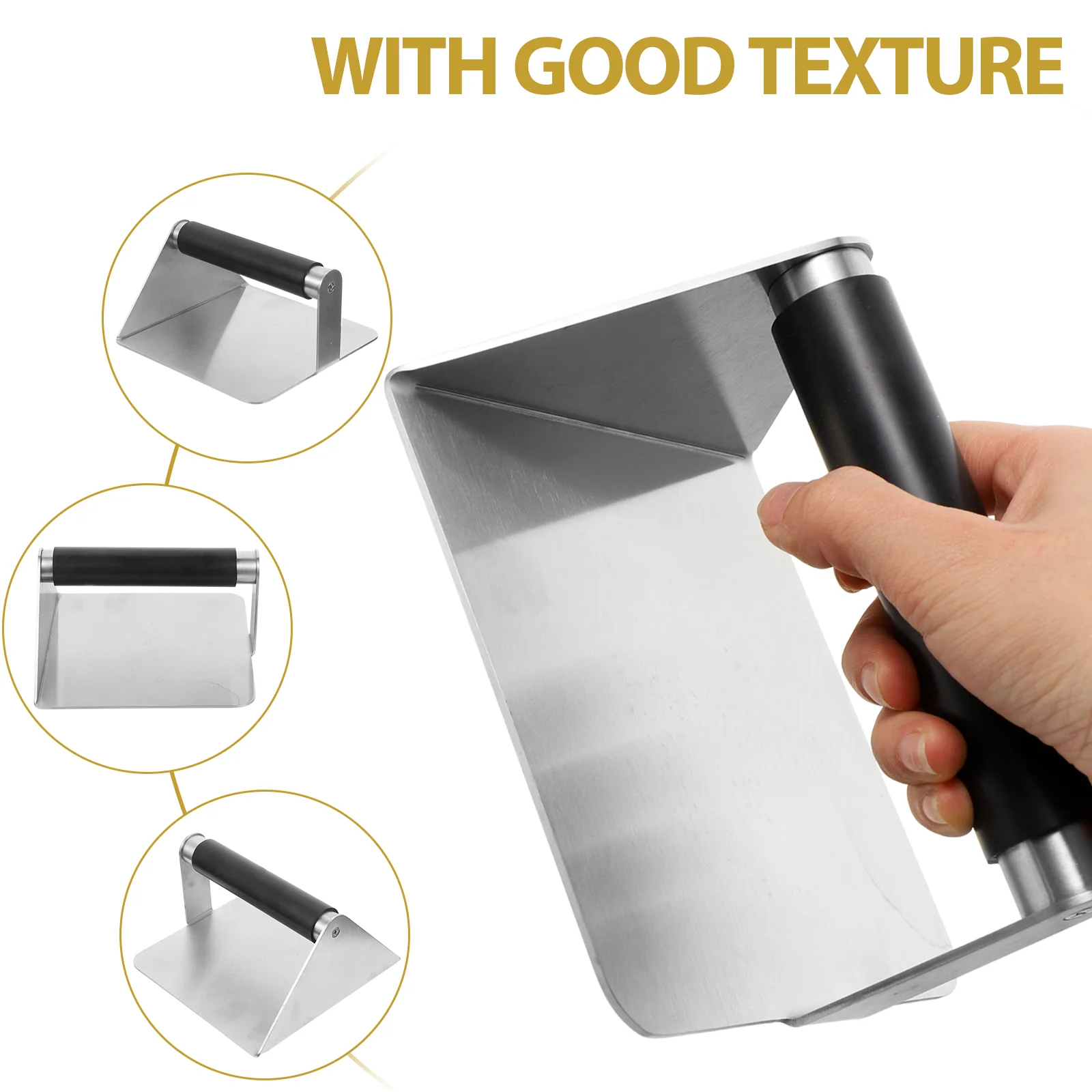 

Stainless Steel Baking Sheets Meat Press Steak Pressing Tool Patty Maker Mold The Iron 14X7.5cm Burger Rubber