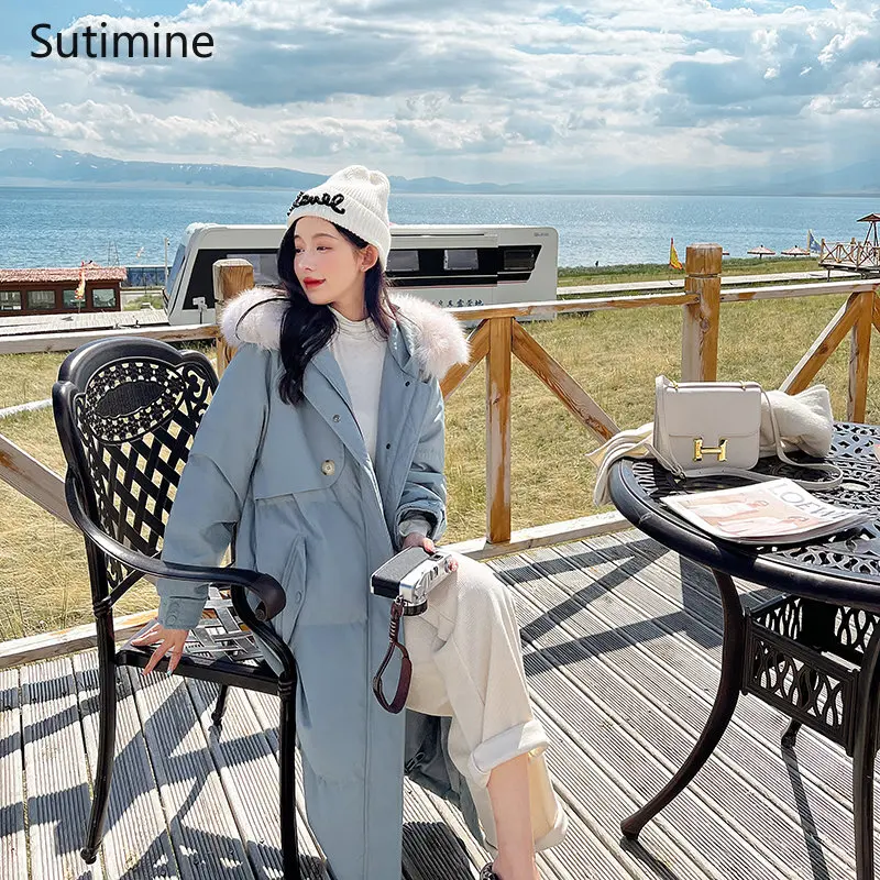 Women's Cotton Padded Jacket with Large Wool Collar Loose Zipper Winter Coat for Women Hooded Coat Women Winter 2022