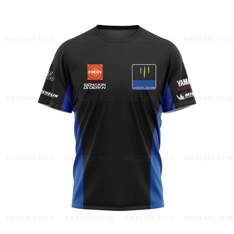 

Мотоциклетная летняя футболка для Yamaha Factory Racing Team Superbike черная синяя мужская короткая быстросохнущая дышащая футболка