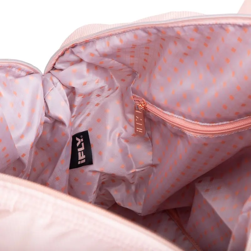 Travel Weekender Bag with Adjustable Shoulder Strap and Trolley Sleeve Pink