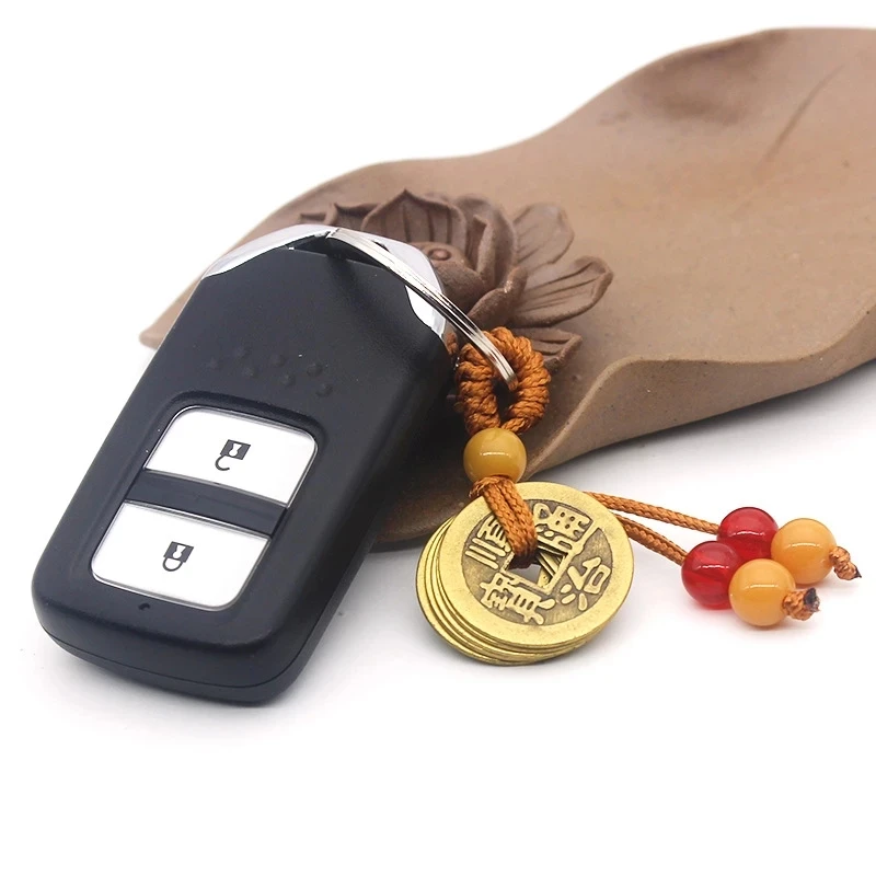 Ручная работа веревка счастливый фэн-шуй подвесной винтажный латунный брелок