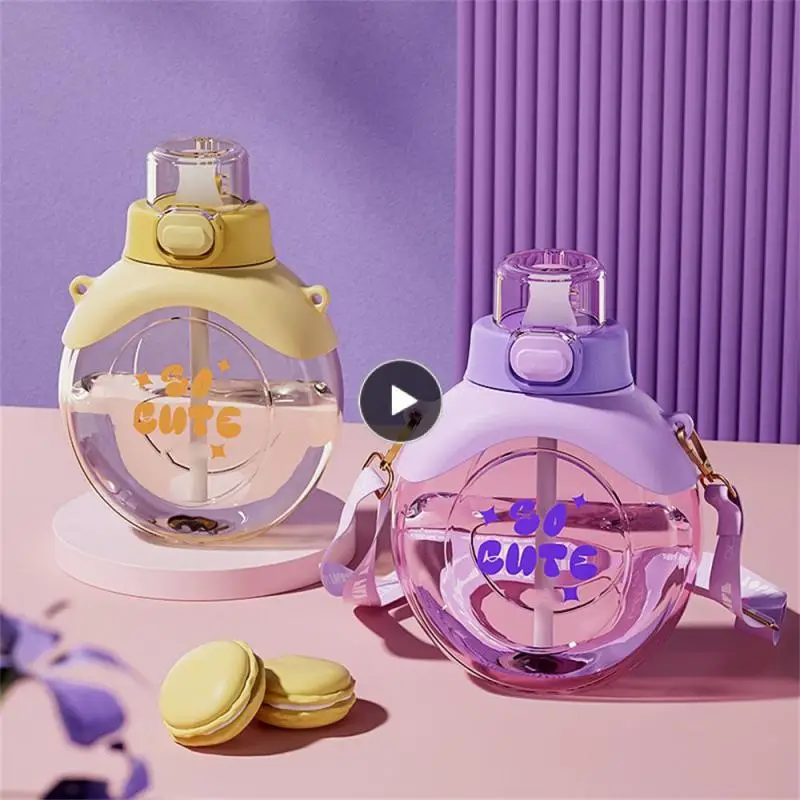 

Cute Milk Cup Messenger Student Cup Simple Portable Bouncing Cover Cup Water Bottle Creativity Cute Cup Outdoor Juice Glass
